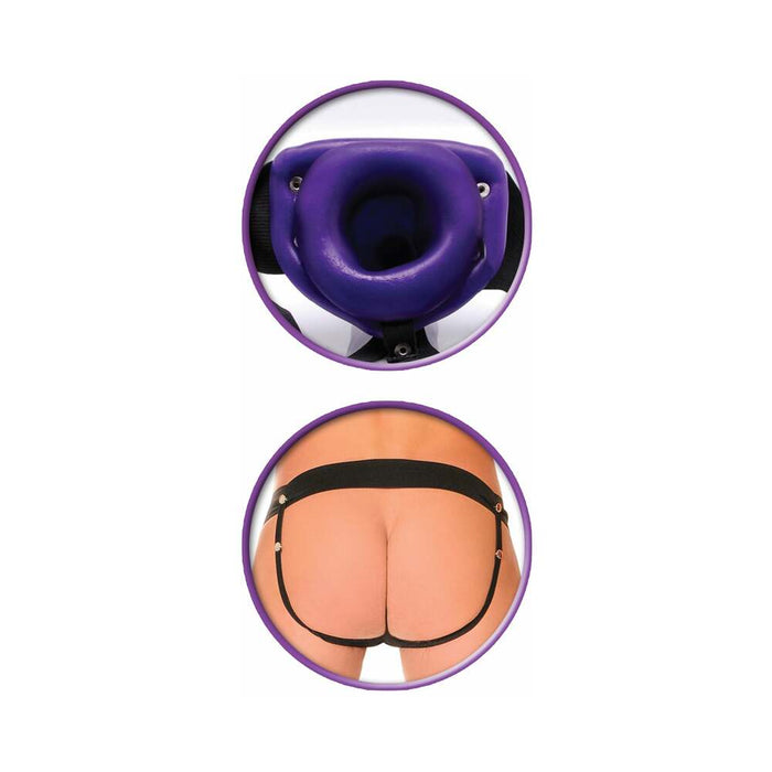Pipedream Fetish Fantasy Series For Him or Her Vibrating 6 in. Hollow Strap-On Purple/Black