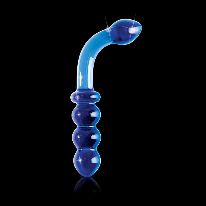 Pipedream Icicles No. 31 Curved Beaded 7.25 in. Dual-Ended Glass Dildo Blue