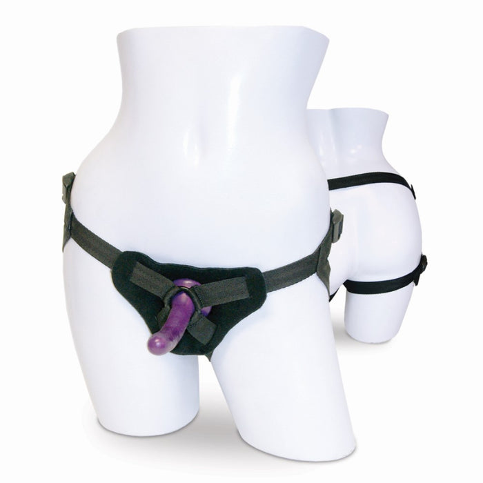 Sportsheets Sex & Mischief Adjustable Strap-On & Silicone Dildo Kit Purple/Black