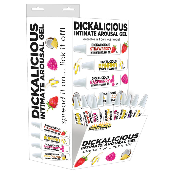 Dickalicious Intimate Arousal Gel Assorted Flavor 2 mL Tubes 144-Piece Display