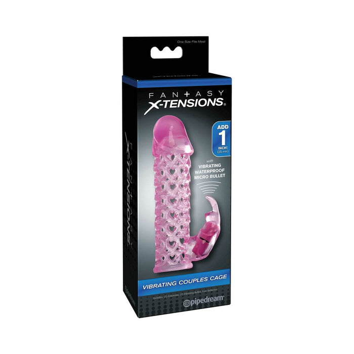 Pipedream Fantasy X-tensions Vibrating Couples Cage 1 in. Extension Pink