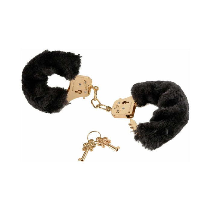 Pipedream Fetish Fantasy Gold Deluxe Furry Cuffs Black/Gold