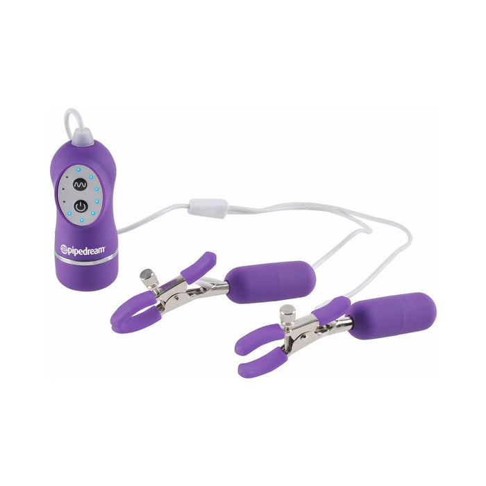 Pipedream Fetish Fantasy Series 10-Function Vibrating Nipple Clamps Purple