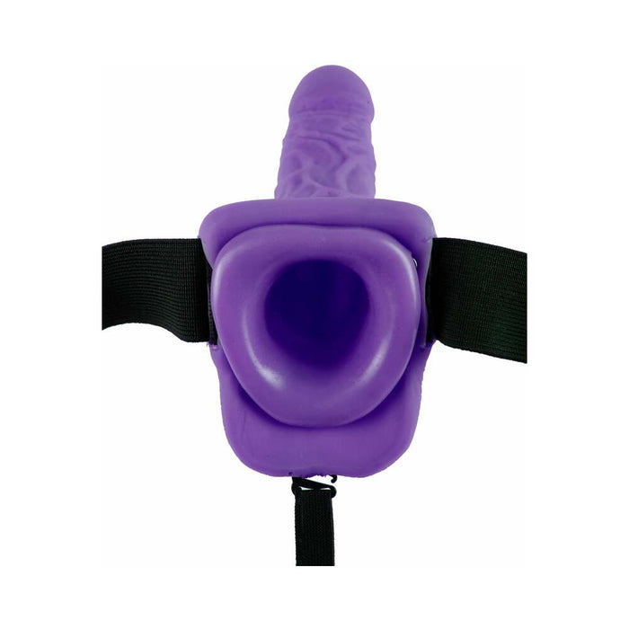 Pipedream Fetish Fantasy Series 7 in. Vibrating Hollow Strap-On with Balls Purple/Black
