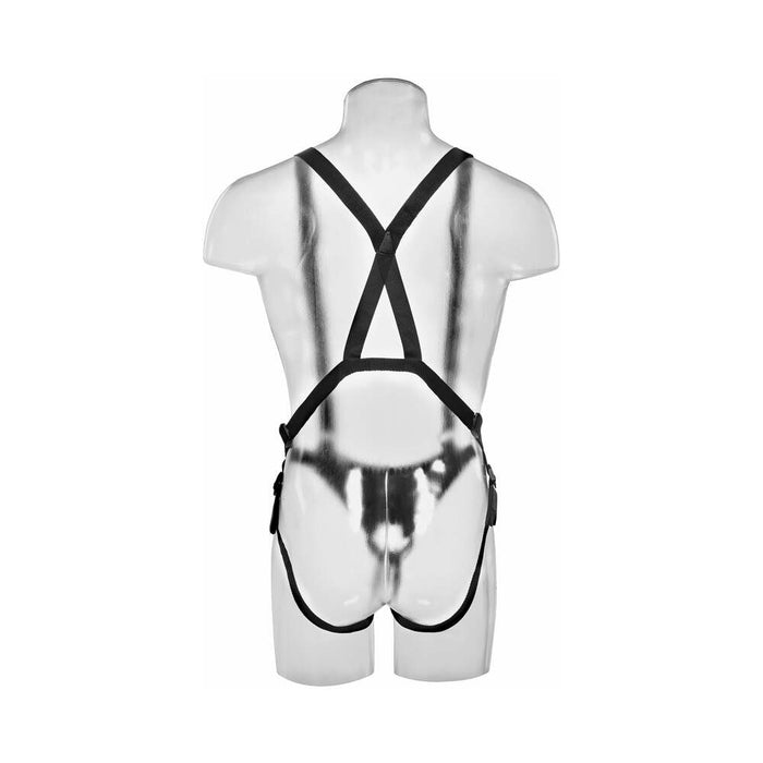 Pipedream King Cock Adjustable 10 in. Hollow Strap-On Suspender System Beige/Black
