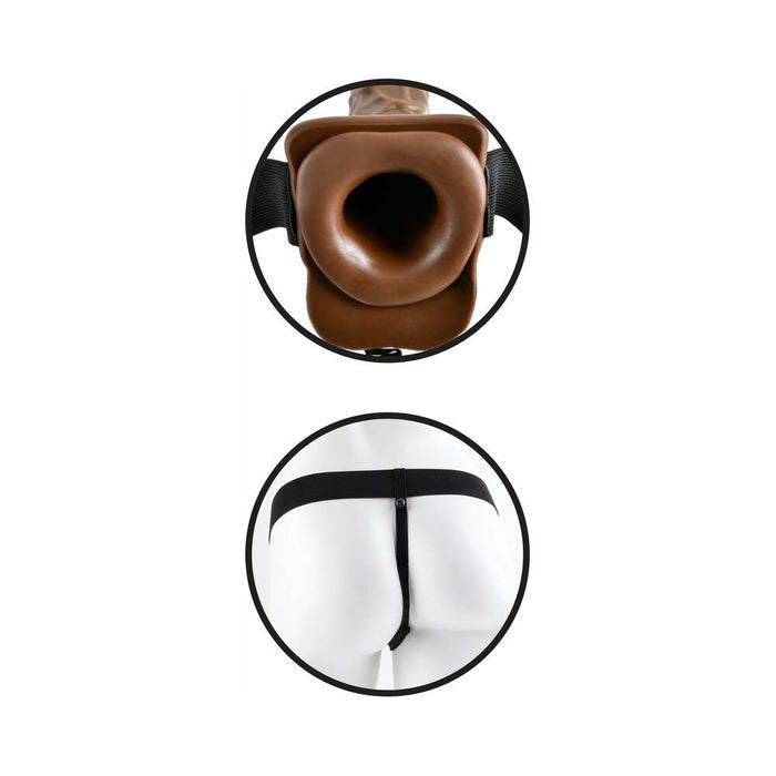 Pipedream Fetish Fantasy Series 7 in. Vibrating Hollow Strap-On with Balls Brown/Black