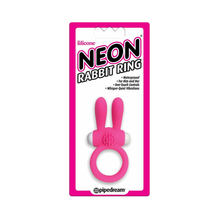 Pipedream Neon Rabbit Ring Vibrating Silicone Cockring With Ears Pink