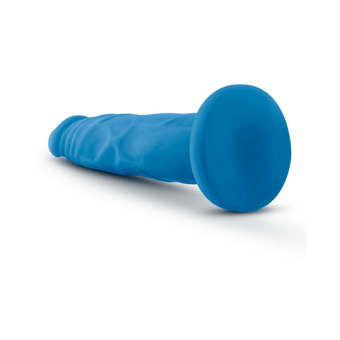 Blush Neo 7.5 in. Dual Density Dildo with Suction Cup Neon Blue