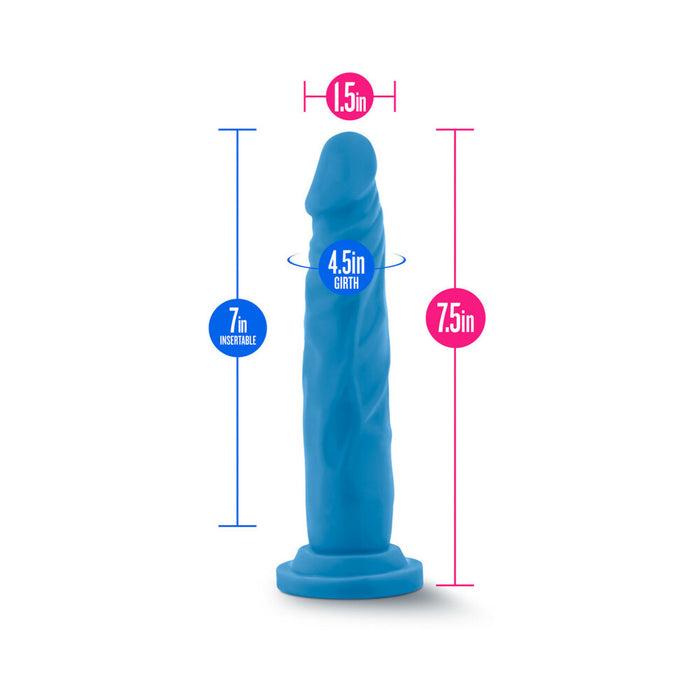 Blush Neo 7.5 in. Dual Density Dildo with Suction Cup Neon Blue