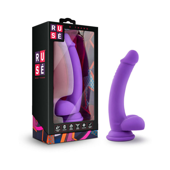Blush Ruse D Thang Semi-Realistic 7.75 in. Silicone Dildo with Balls & Suction Cup Purple