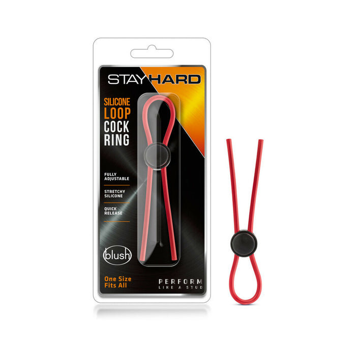 Blush Stay Hard Silicone Loop Lasso/Bolo Cockring Red