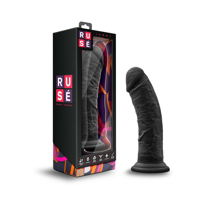Blush Ruse Jammy Realistic 8 in. Silicone Dildo with Suction Cup Black