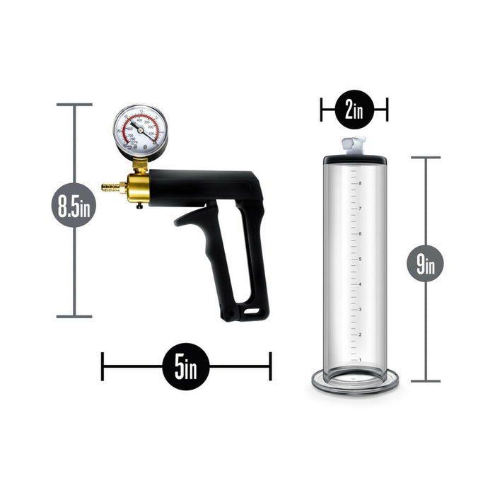 Blush Performance VX7 Vacuum Penis Pump with Brass Trigger & Pressure Gauge Clear