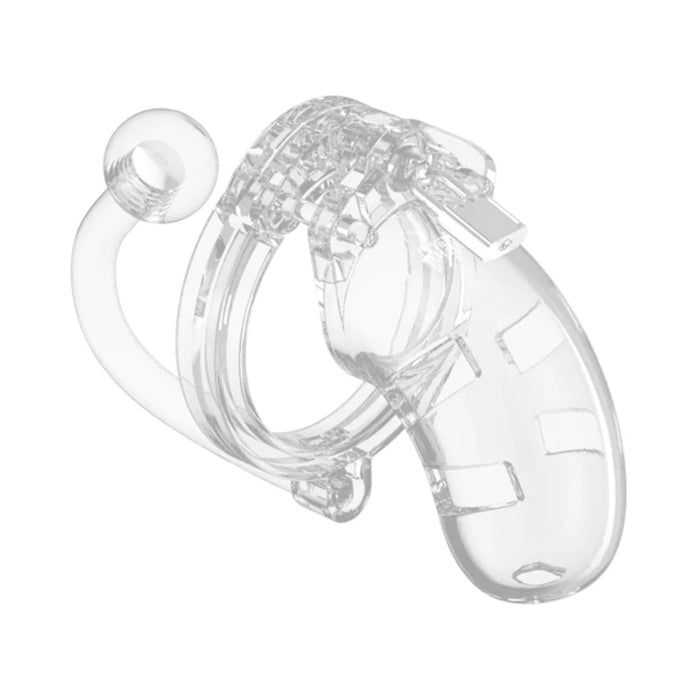 Shots ManCage Model 10 3.5 in. Chastity Cock Cage With Plug Clear