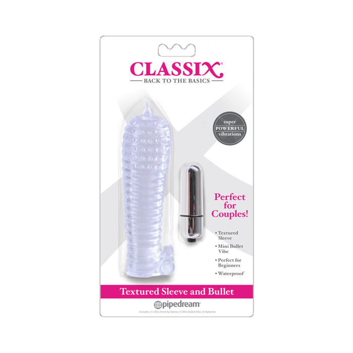 Pipedream Classix Textured Sleeve & Bullet Set Clear