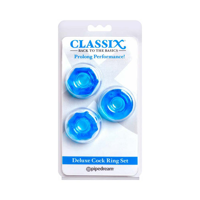 Pipedream Classix 3-Piece Deluxe Cock Ring Set Blue