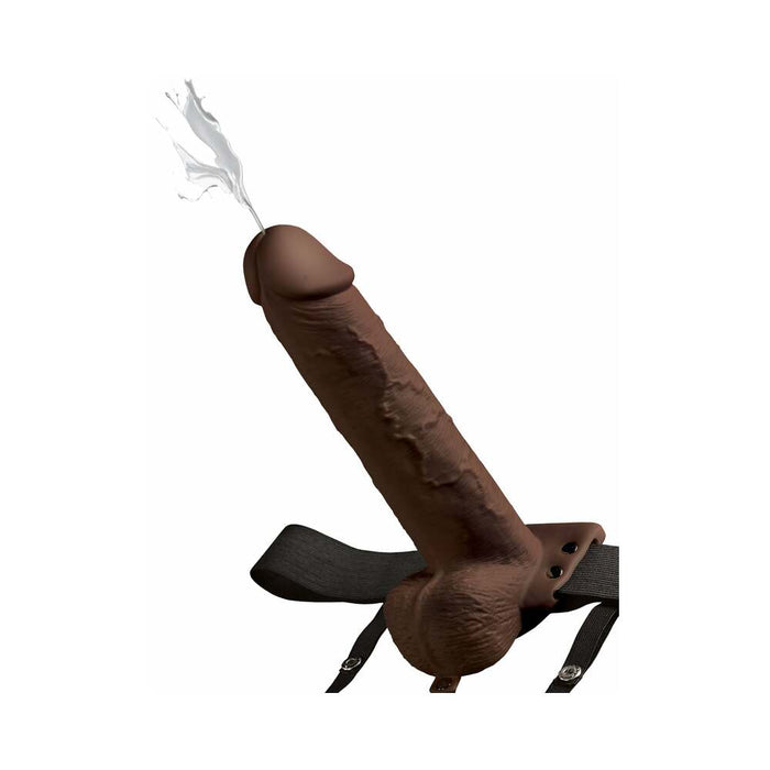 Pipedream Fetish Fantasy Series 9 in. Hollow Squirting Strap-On With Balls Brown/Black