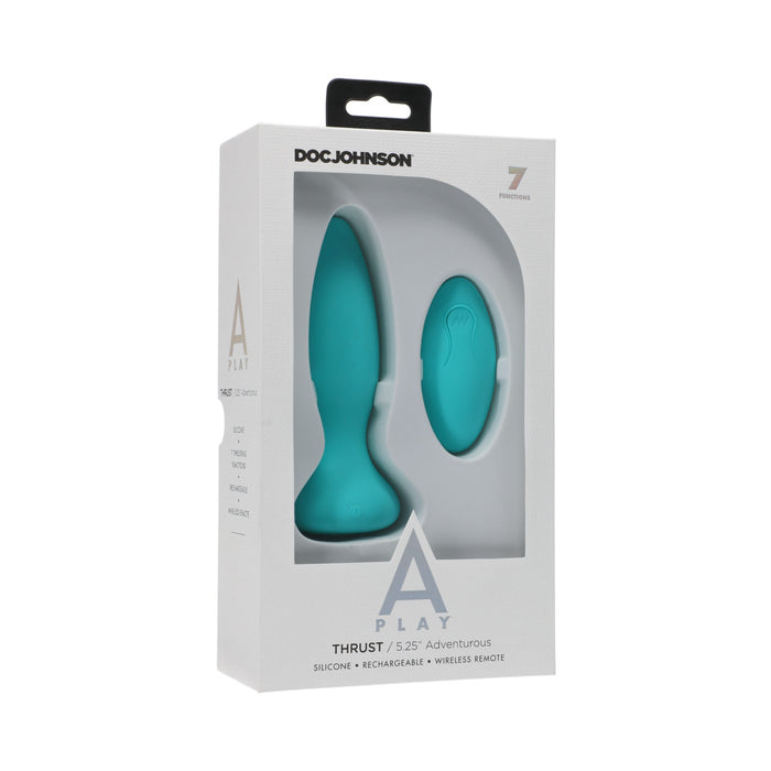A-Play Thrust Adventurous Rechargeable Silicone Anal Plug with Remote Teal