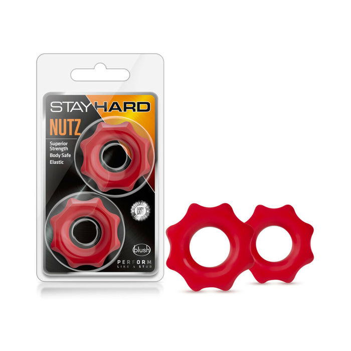 Blush Stay Hard Nutz Cockring 2-Pack Red