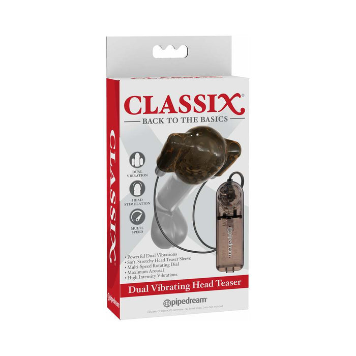 Pipedream Classix Dual Vibrating Head Teaser Glans Massager Smoke/Black