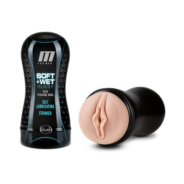 Blush M for Men Soft + Wet Pussy with Pleasure Orbs Self-Lubricating Vagina Stroker Beige