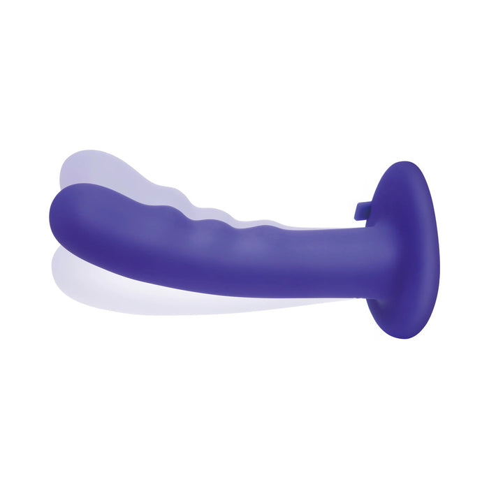 Pegasus 6 in. Curved Ripple Rechargeable Remote-Controlled Dildo & Harness Set Purple