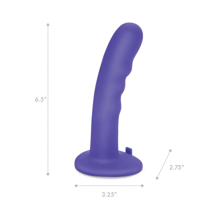 Pegasus 6 in. Curved Ripple Rechargeable Remote-Controlled Dildo & Harness Set Purple