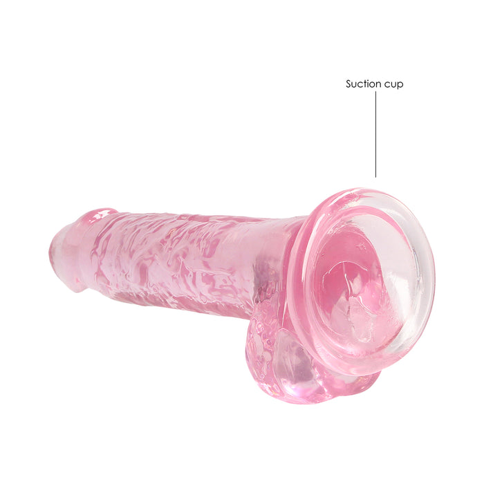 RealRock Crystal Clear Realistic 7 in. Dildo With Balls and Suction Cup Pink