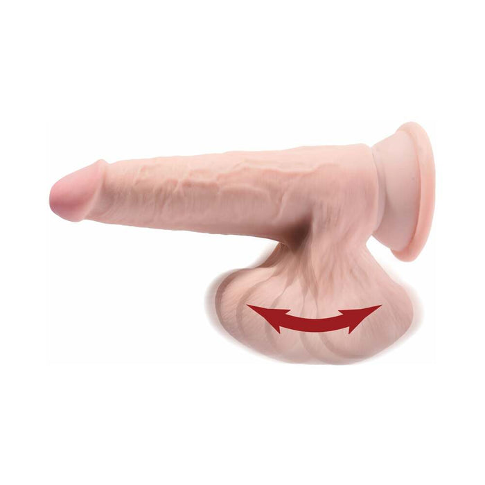 Pipedream King Cock Plus 6 in. Triple-Density Cock With Swinging Balls Dildo Beige