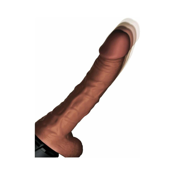 Pipedream King Cock Plus 7.5 in. Thrusting Cock With Balls Rechargeable Realistic Vibrator Brown