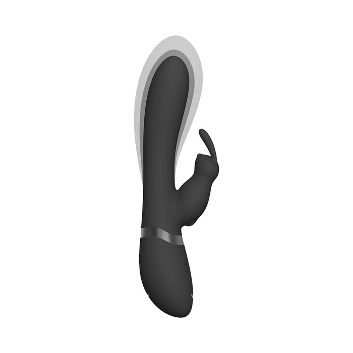 VIVE TAKA Rechargeable Automatic Inflatable Silicone Rabbit Vibrator Black