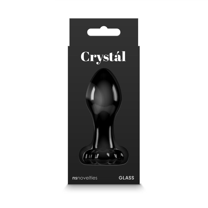 Crystal Flower Glass Anal Plug Black