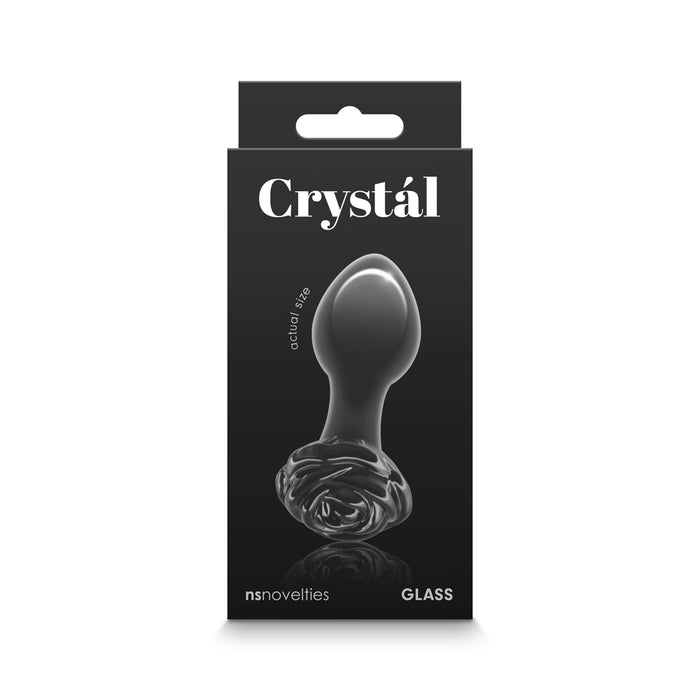 Crystal Rose Glass Anal Plug Black