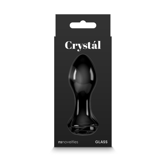 Crystal Rose Glass Anal Plug Black