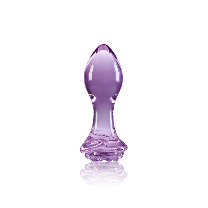 Crystal Rose Glass Anal Plug Purple