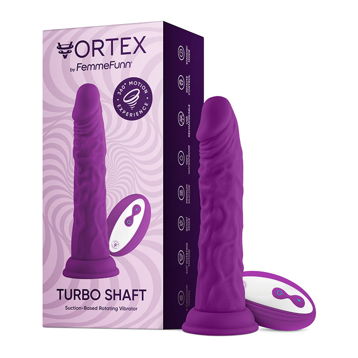 FemmeFunn Vortex Turbo Shaft 2.0 8 in. Vibrating Rotating Dildo Purple
