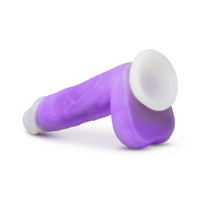 Blush Neo Elite Encore 8 in. Silicone Vibrating Dildo with Balls & Suction Cup Purple