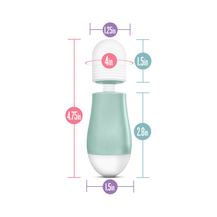 Blush Noje Fauna Rechargeable Mini Wand Vibrator with 3 Silicone Head Attachments Sage