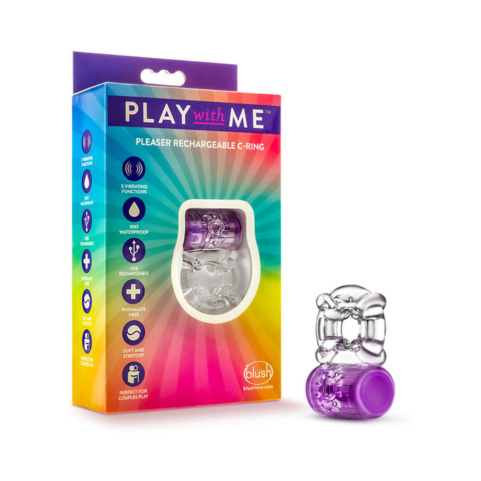 Blush Play with Me Pleaser Rechargeable Vibrating C-Ring Purple