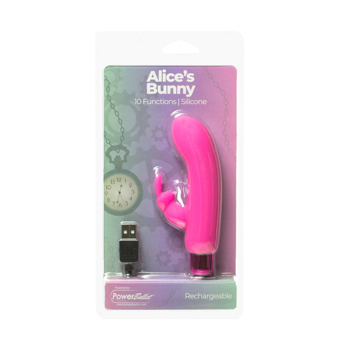 Powerbullet Alice's Bunny Rechargeable Bullet Vibrator with Silicone Rabbit Sleeve Pink