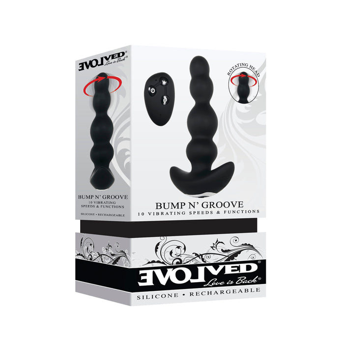 Evolved Bump n' Groove Rechargeable Remote-Controlled Vibrating Silicone Beaded Anal Plug Black
