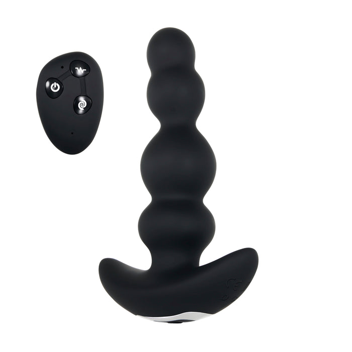 Evolved Bump n' Groove Rechargeable Remote-Controlled Vibrating Silicone Beaded Anal Plug Black