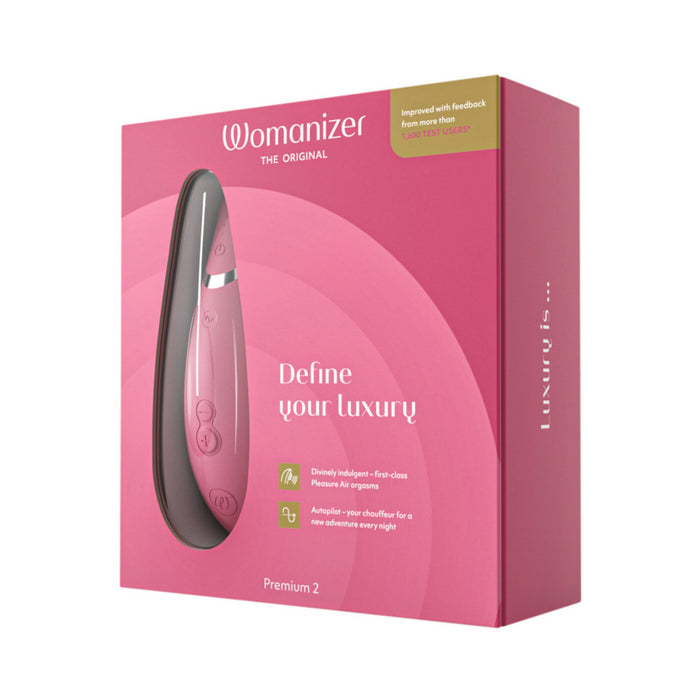 Womanizer Premium 2 Rechargeable Silicone Luxurious Pleasure Air Clitoral Stimulator Raspberry