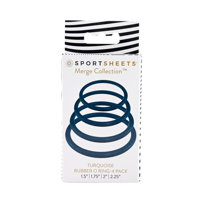 Sportsheets Merge Collection Turquoise Rubber O-Ring 4-Pack