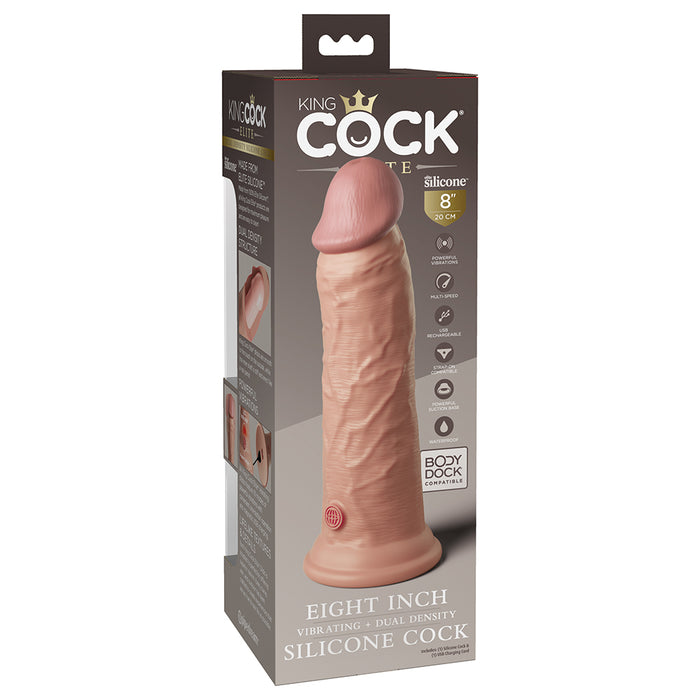 Pipedream King Cock Elite 8 in. Vibrating Realistic Dildo With Suction Cup Beige