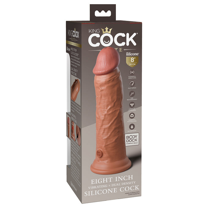 Pipedream King Cock Elite 8 in. Vibrating Realistic Dildo With Suction Cup Tan
