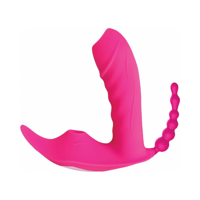 Sweet Sex Body Candy Silicone Tongue/Beads/Suction Vibe Magenta