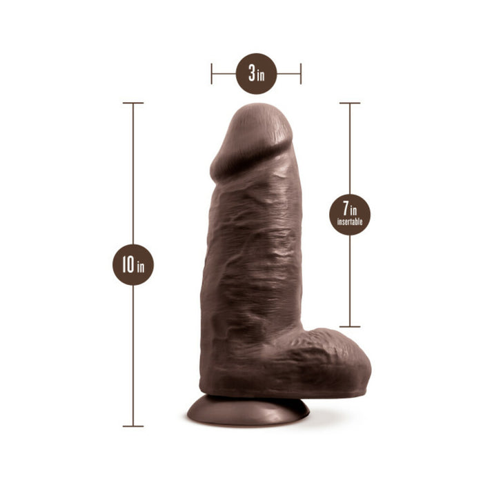 Blush Au Naturel Chub 10 in. Posable Dual Density Dildo with Balls & Suction Cup Brown