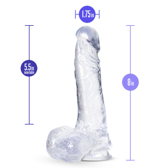 Blush B Yours Plus Ram n' Jam 8 in. Dildo with Balls & Suction Cup Clear