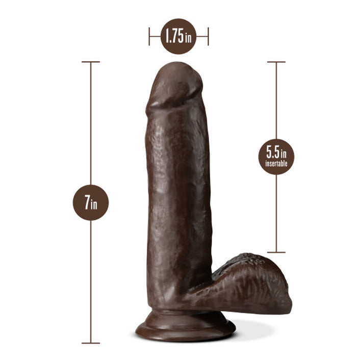 Blush Dr. Skin Plus Realistic 7 in. Triple Density Posable Dildo with Balls & Suction Cup Brown